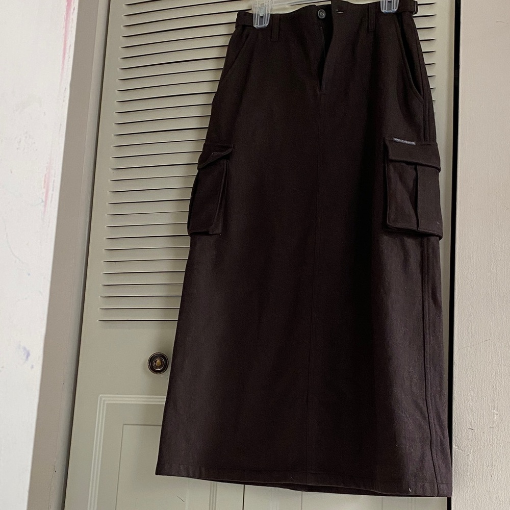 DKNY Wool Cargo Maxi Skirt